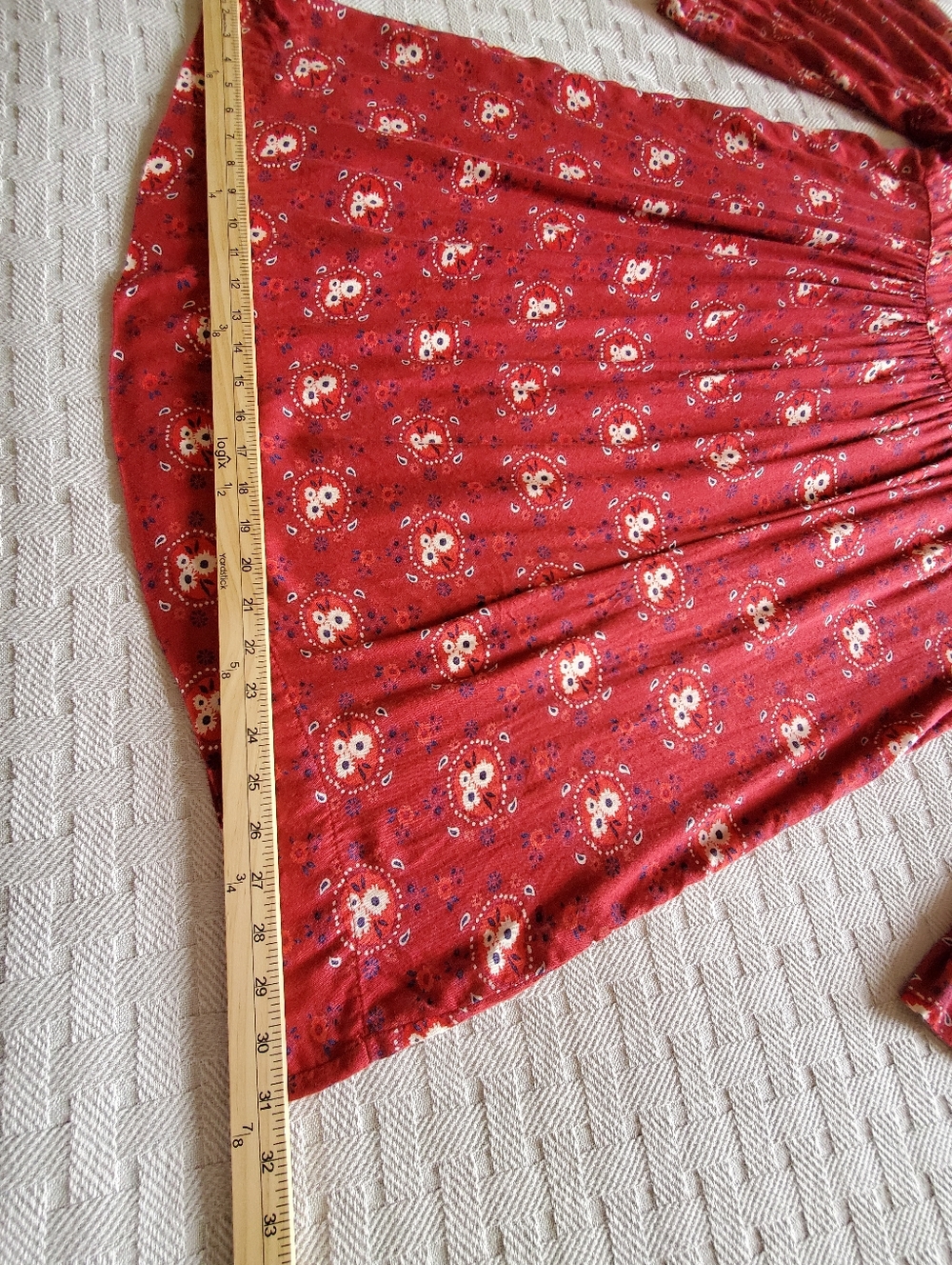 NATURAL LIFE Maroon Floral Reese Boho Smocked Tunic Mini Dress - Picture 10 of 11